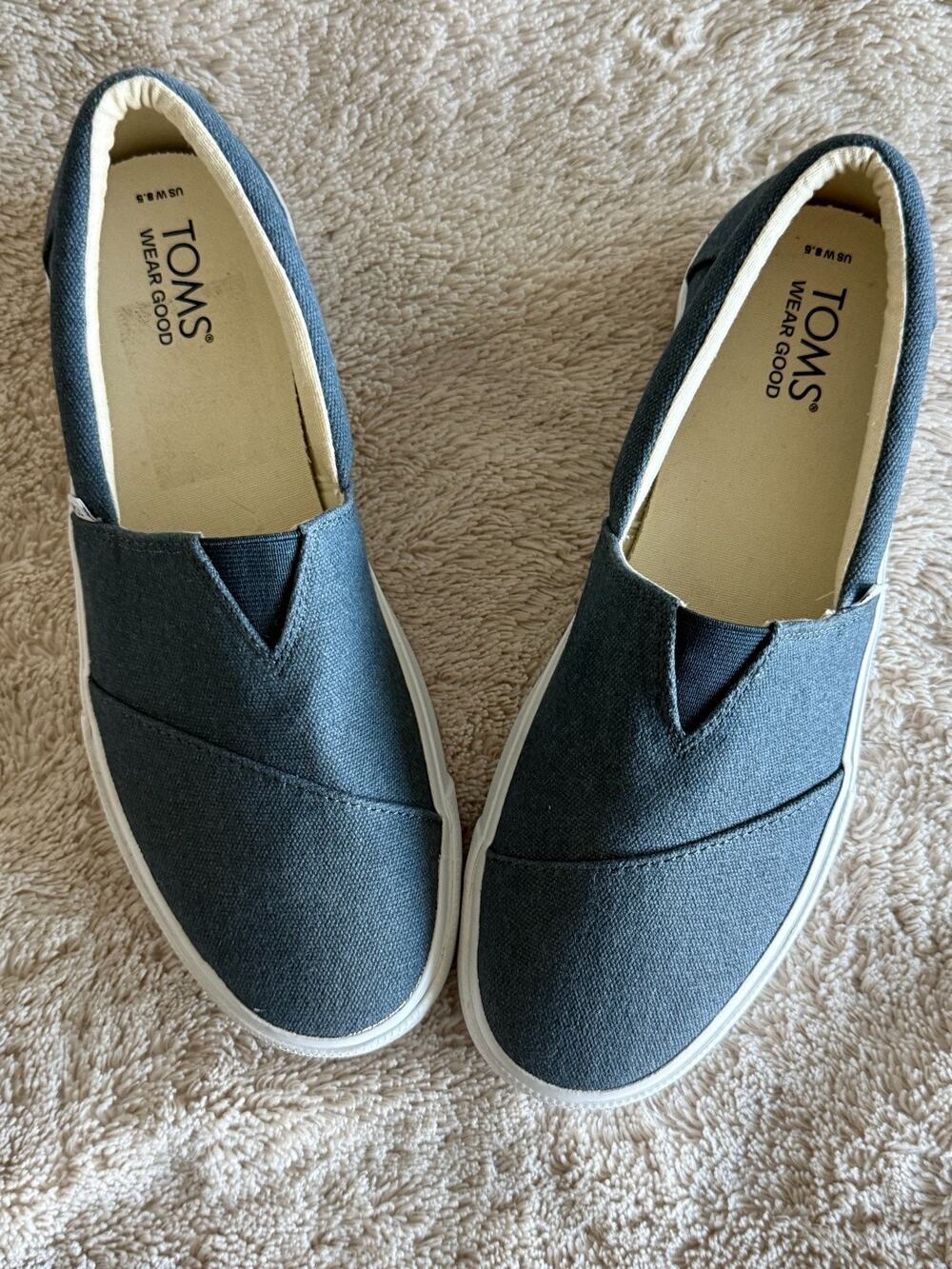 TOMS Alpargata Fenix Indigo Canvas Slip On Sneakers 8.5